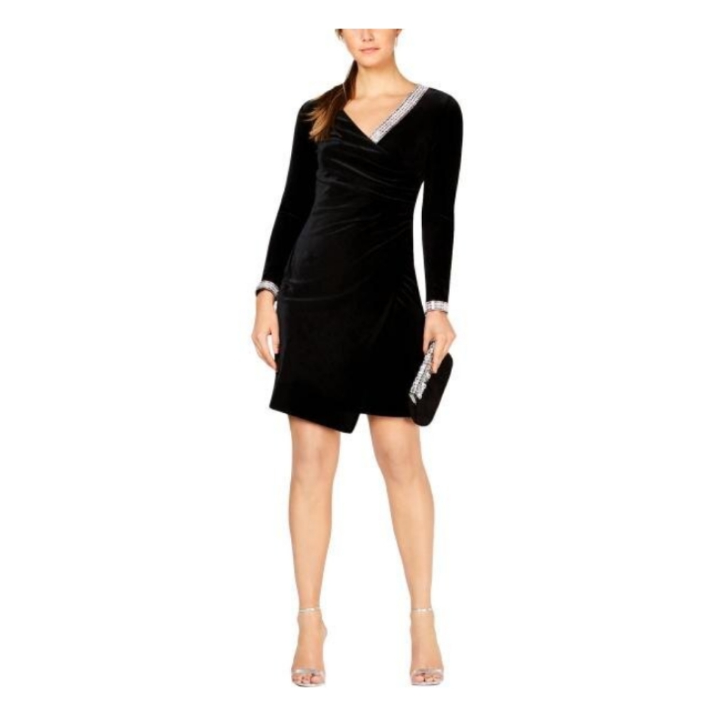 MSK Womens Velvet Surplice Party Dress